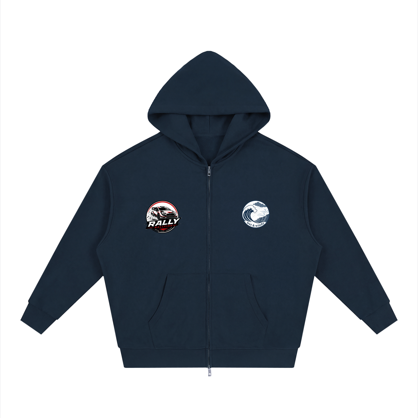 Unisex Loose Solid Full Zip Hoodie