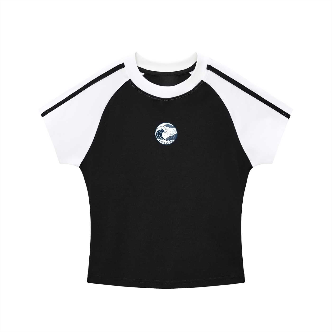 Contrast Stripes Bodycon Raglan  Sleeve T-Shirt