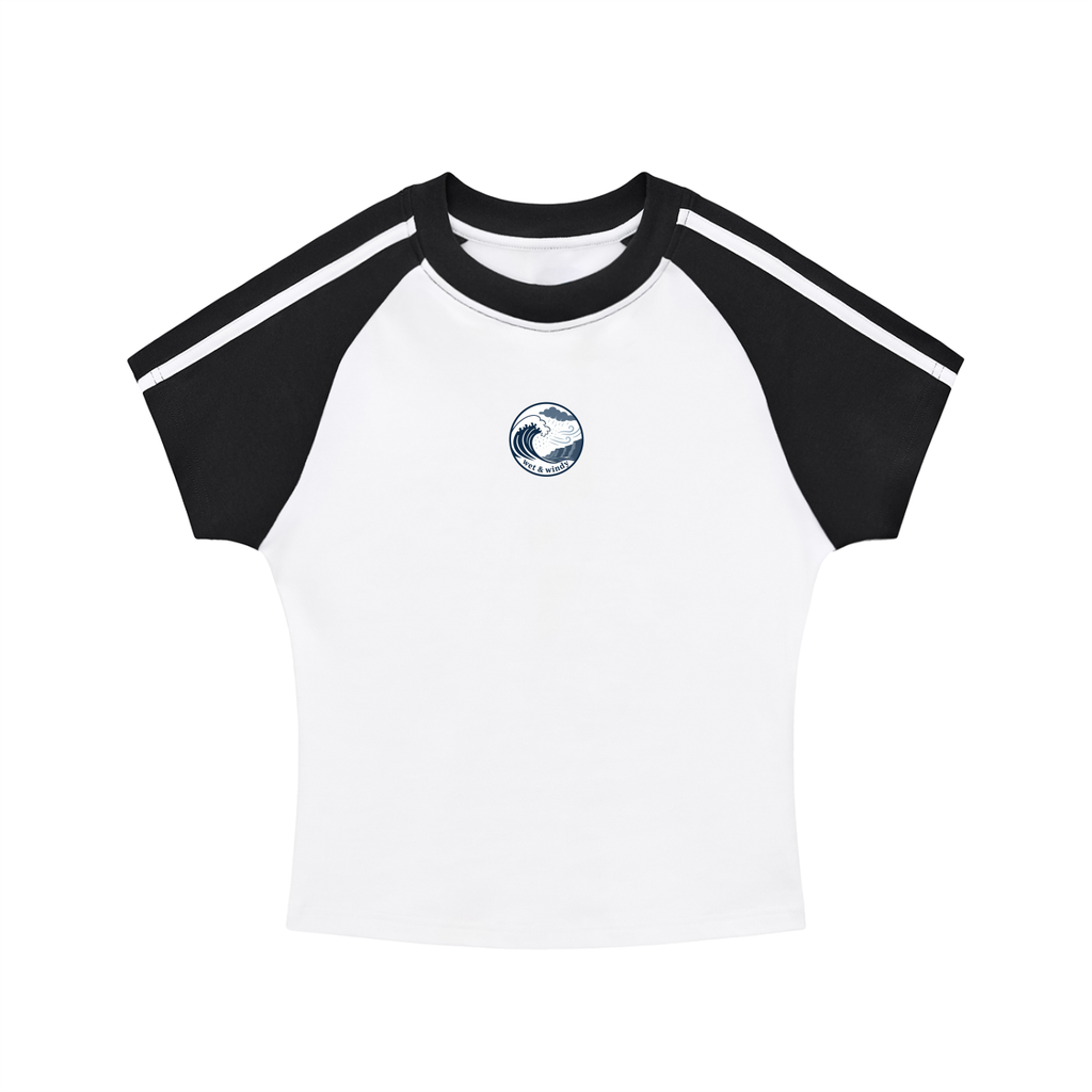 Contrast Stripes Bodycon Raglan  Sleeve T-Shirt