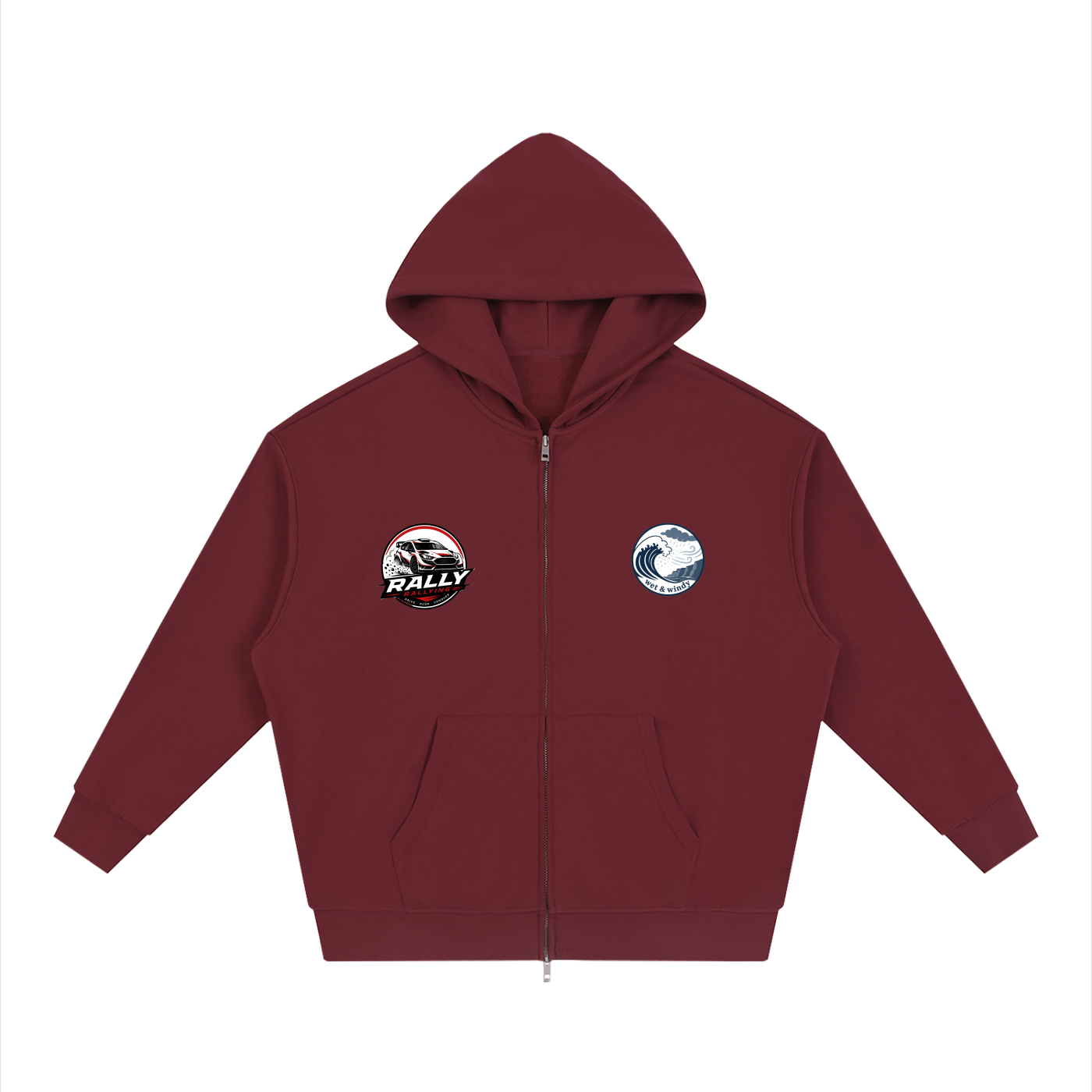 Unisex Loose Solid Full Zip Hoodie