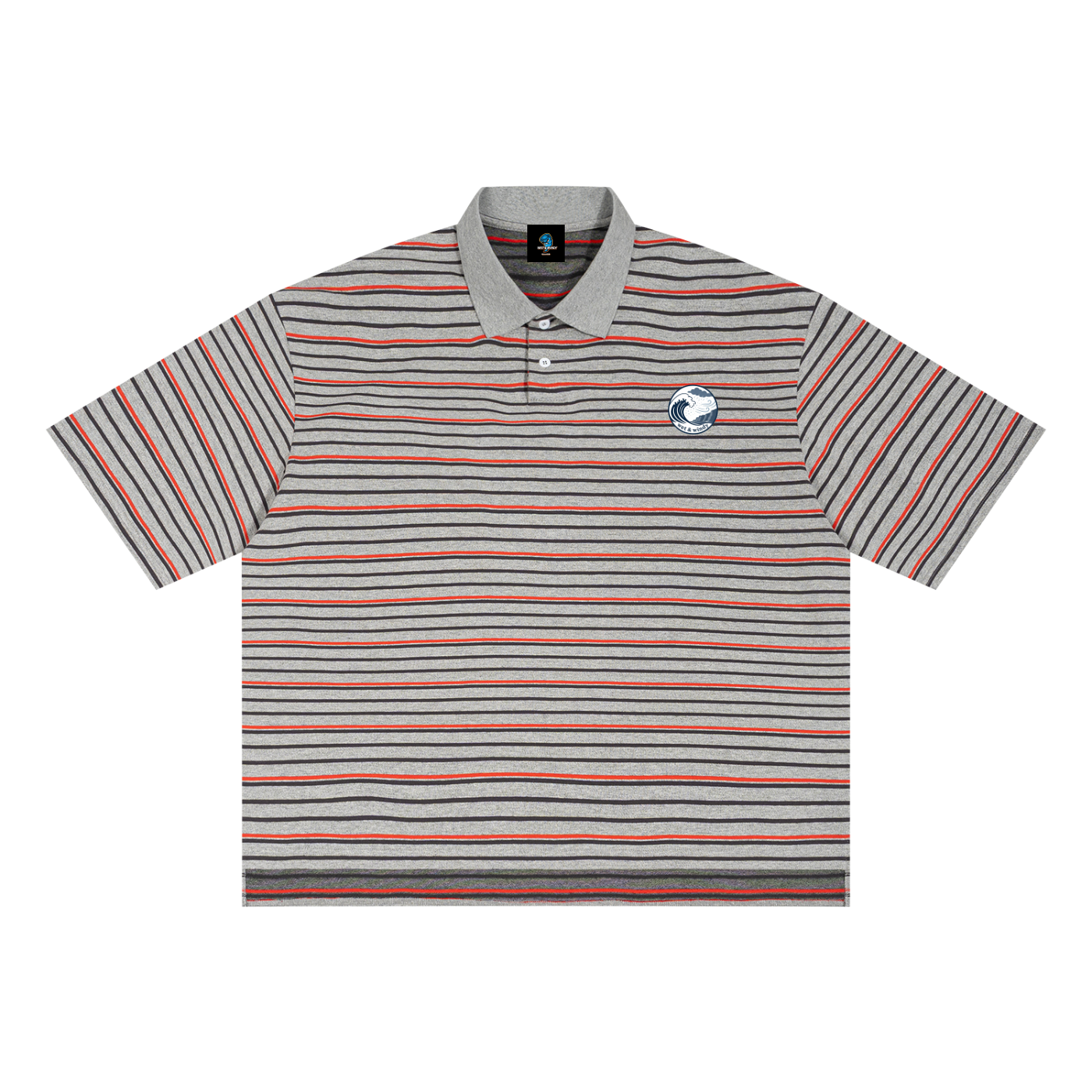 Unisex Striped Boxy Collared Polo Shirt