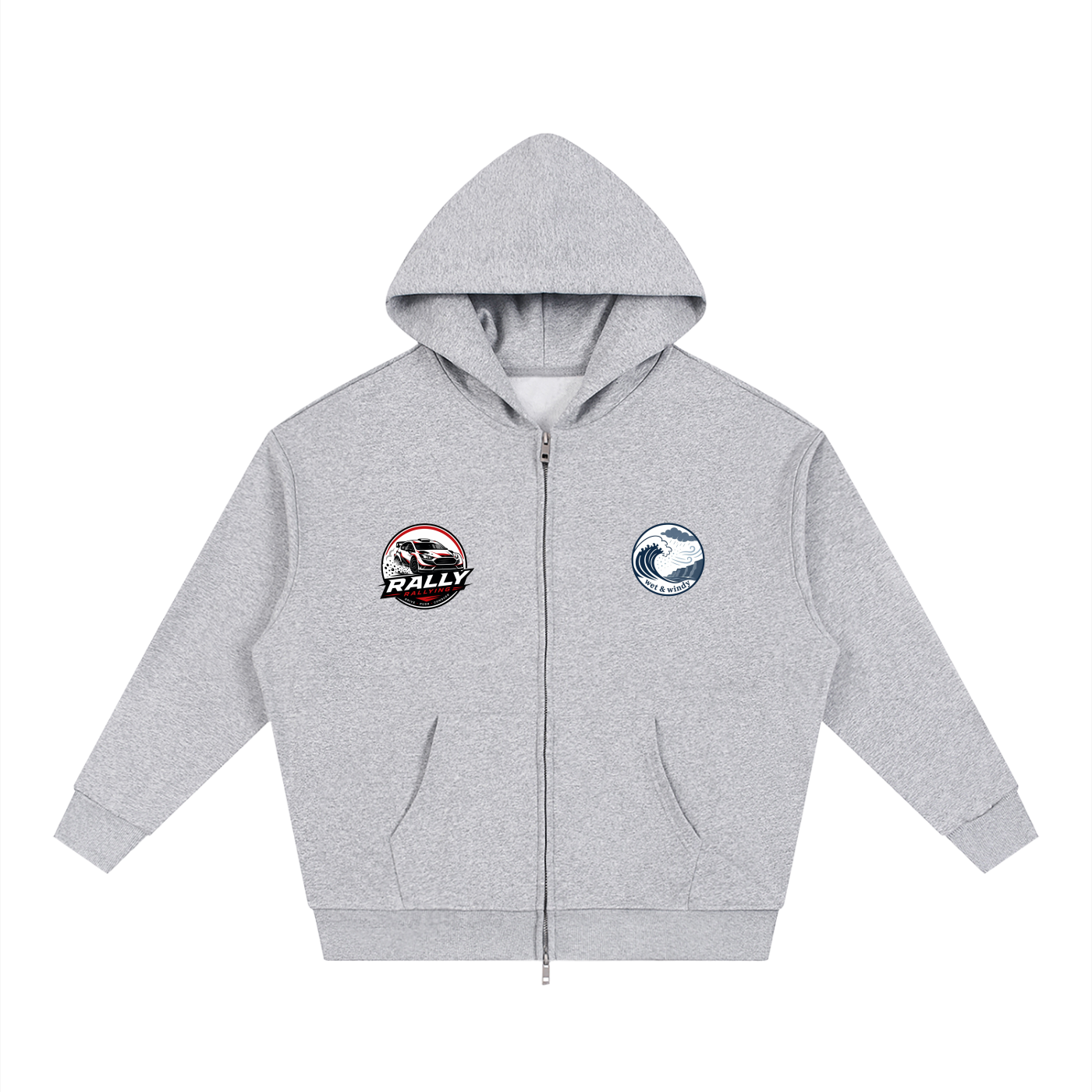 Unisex Loose Solid Full Zip Hoodie