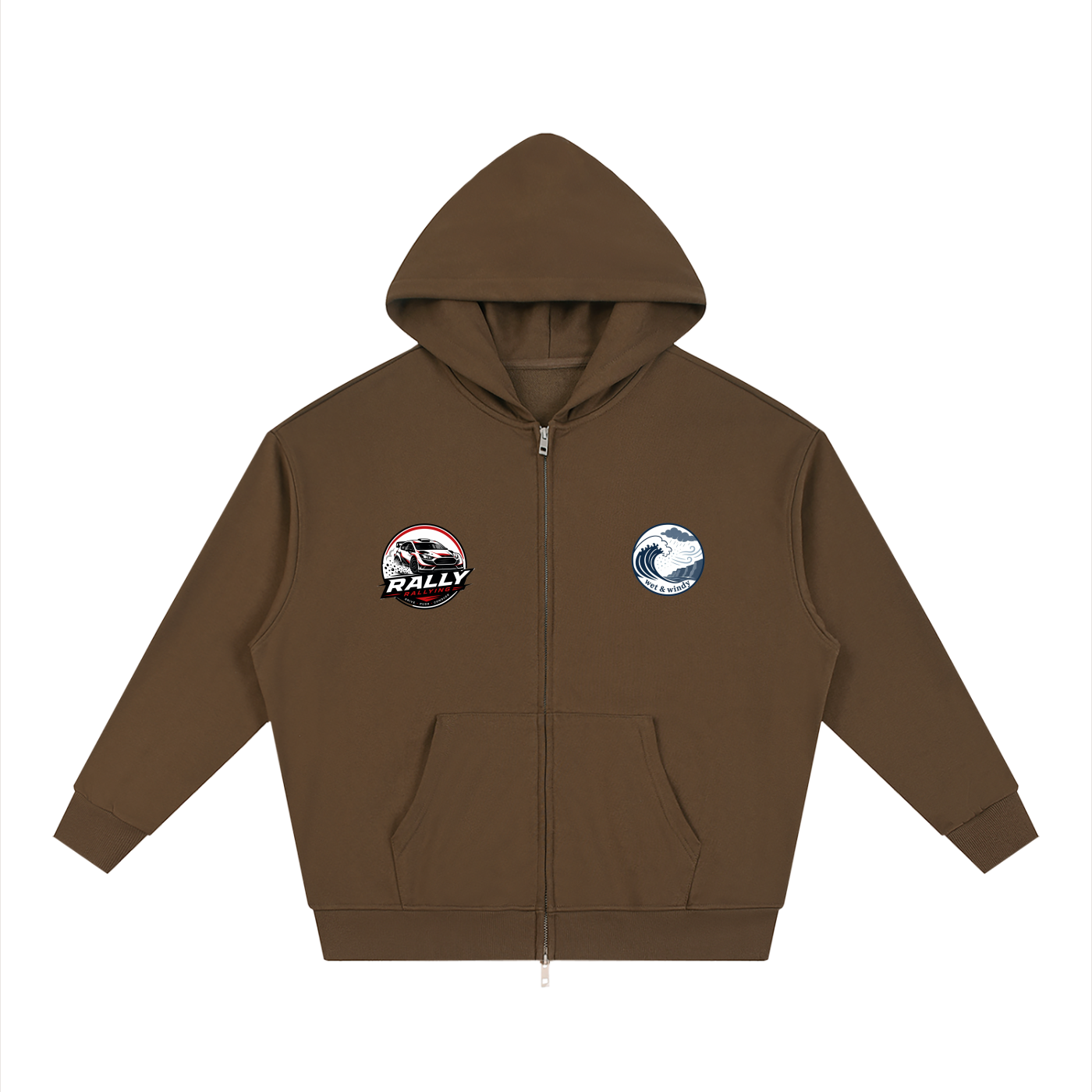Unisex Loose Solid Full Zip Hoodie