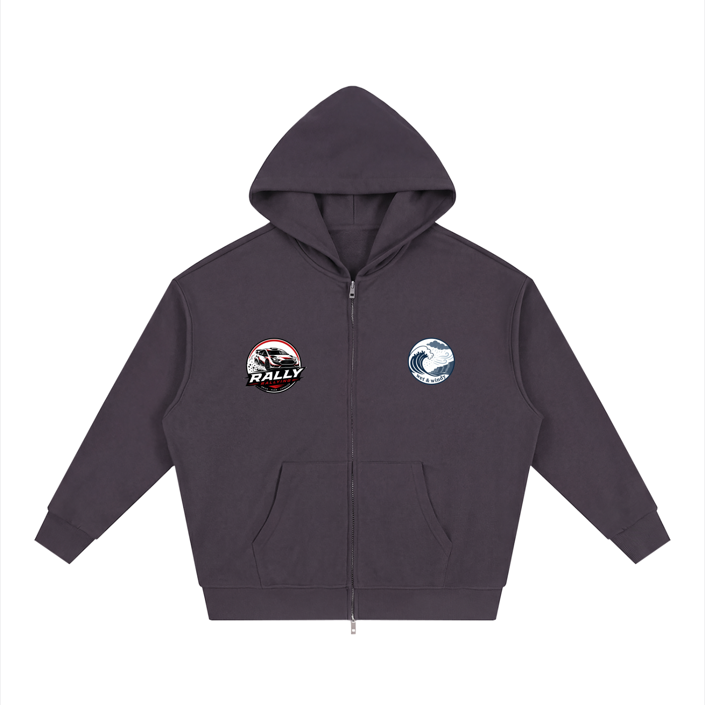 Unisex Loose Solid Full Zip Hoodie