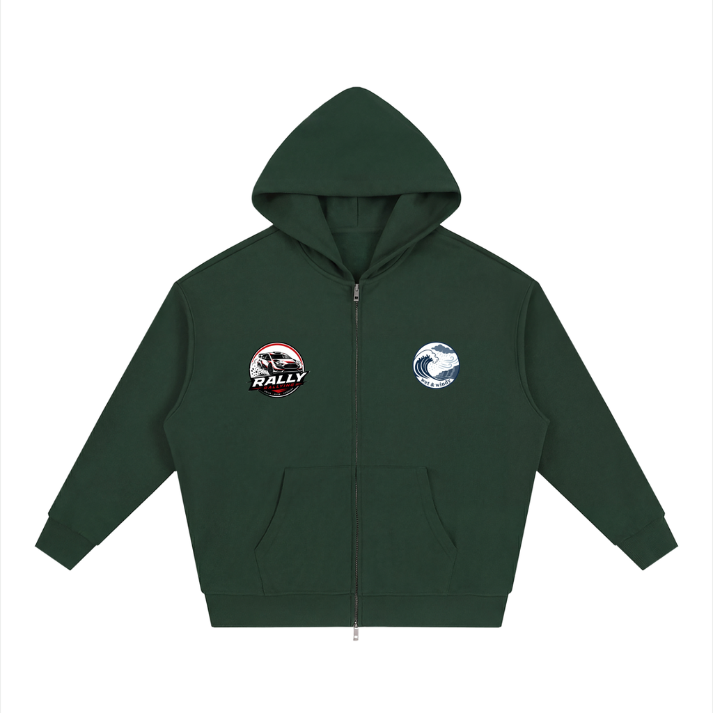 Unisex Loose Solid Full Zip Hoodie