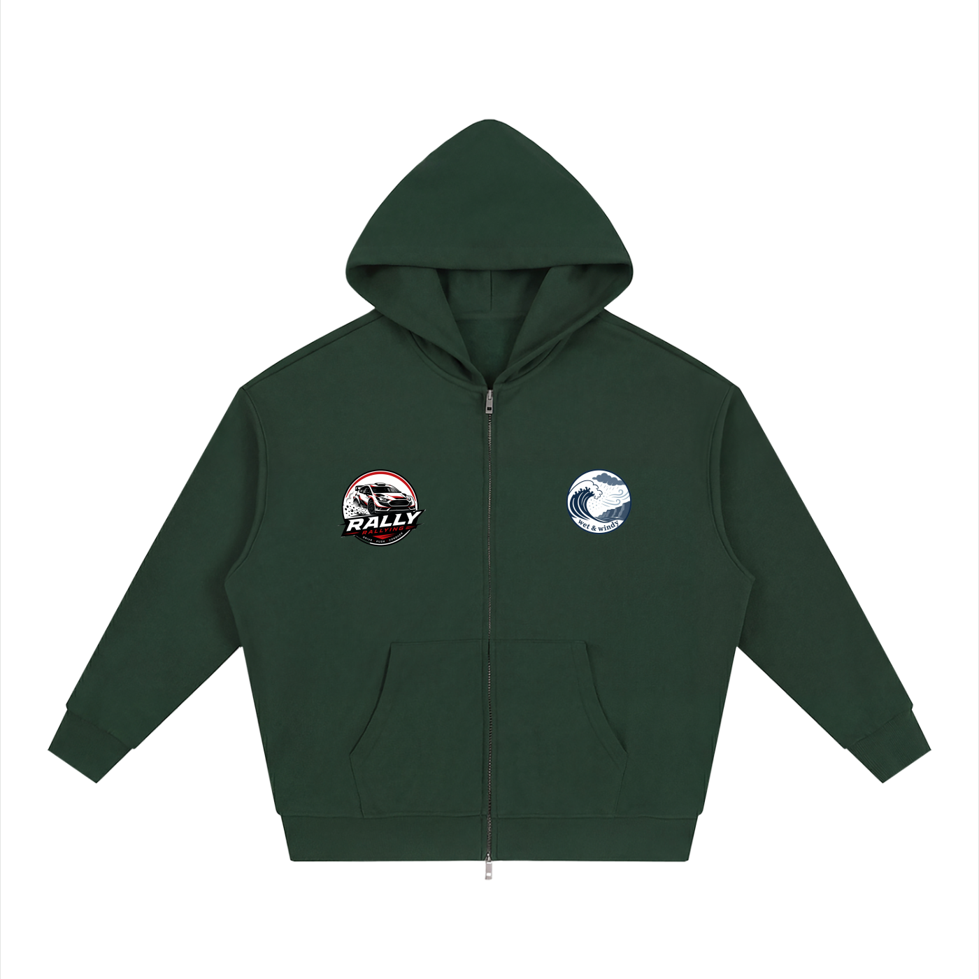Unisex Loose Solid Full Zip Hoodie