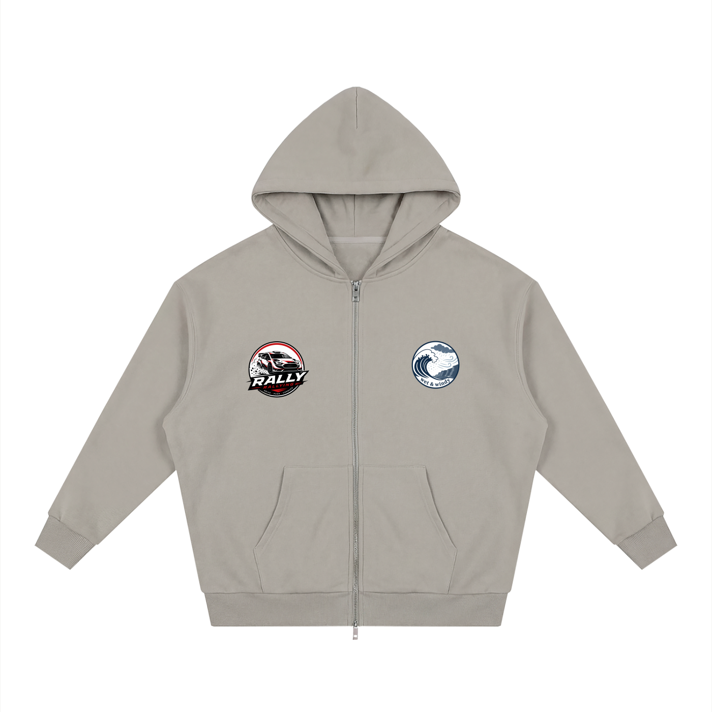Unisex Loose Solid Full Zip Hoodie