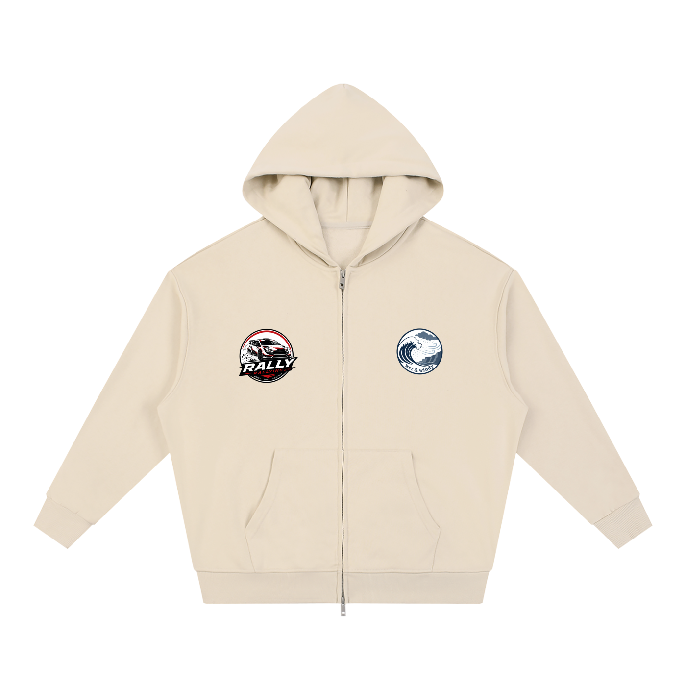 Unisex Loose Solid Full Zip Hoodie