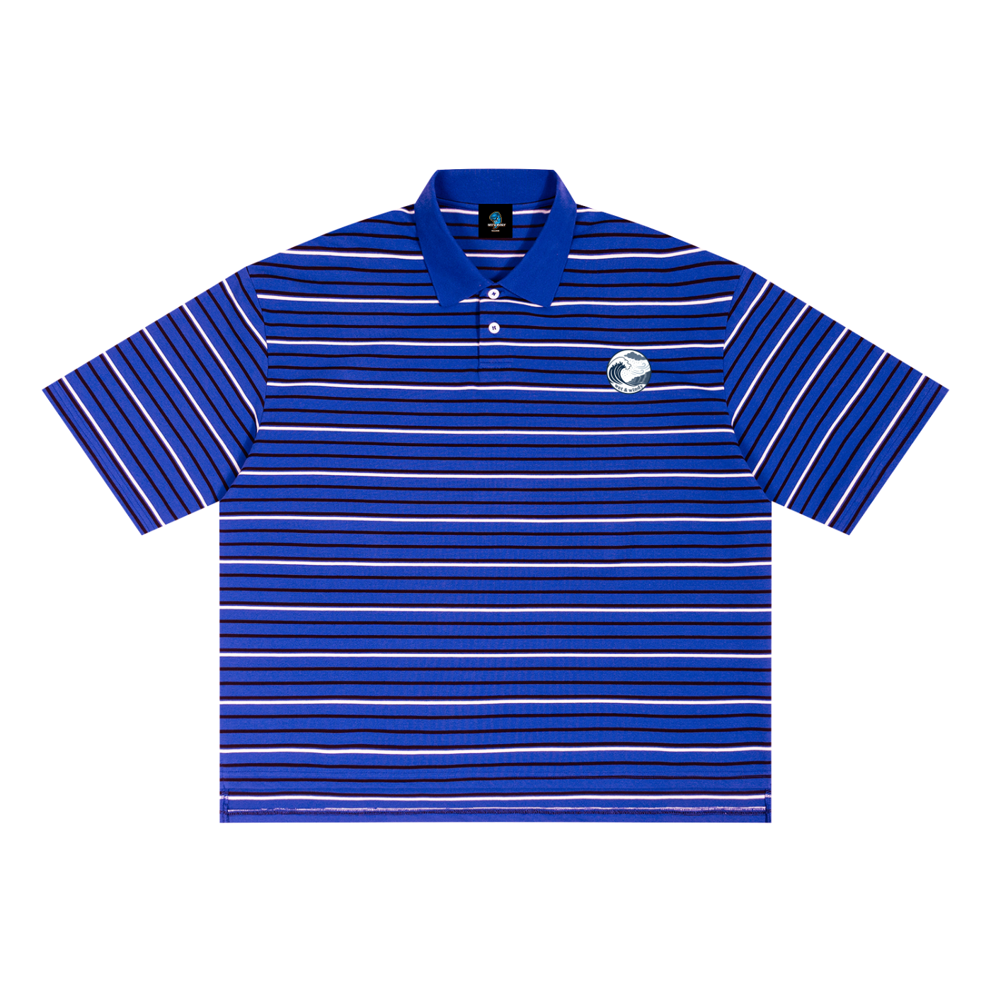Unisex Striped Boxy Collared Polo Shirt