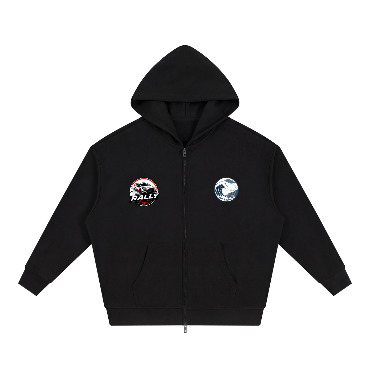 Unisex Loose Solid Full Zip Hoodie