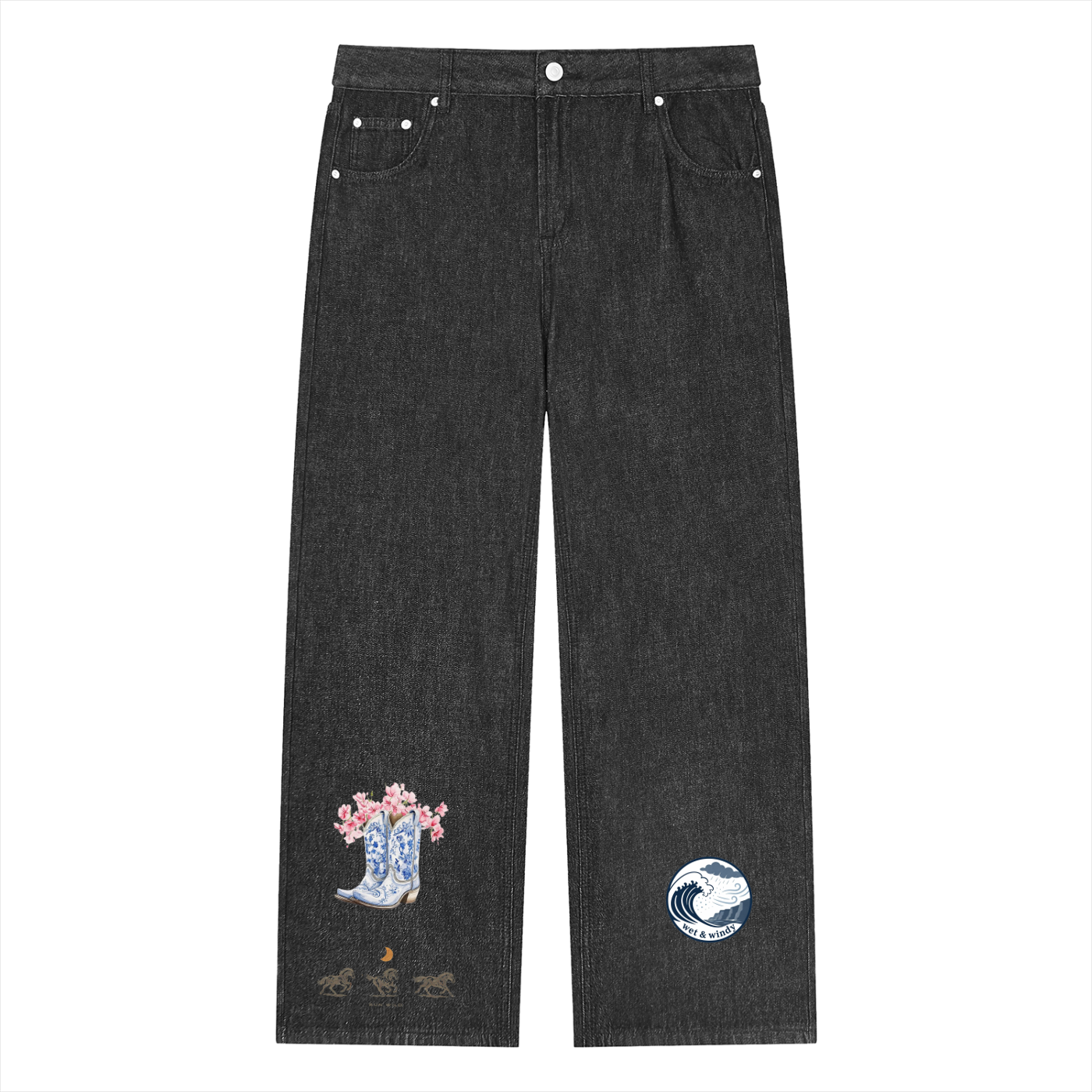 Unisex Vintage Wash Straight Leg Jeans